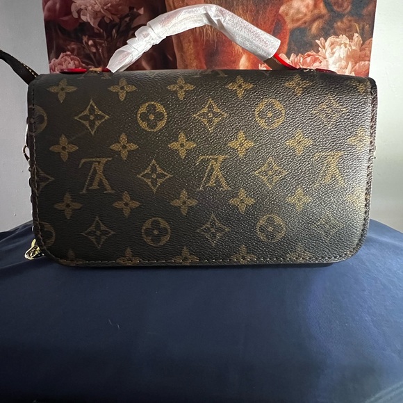 Monogram Canvas Crossbody with Gold Chain and Tan Accent - Picture 2 of 5